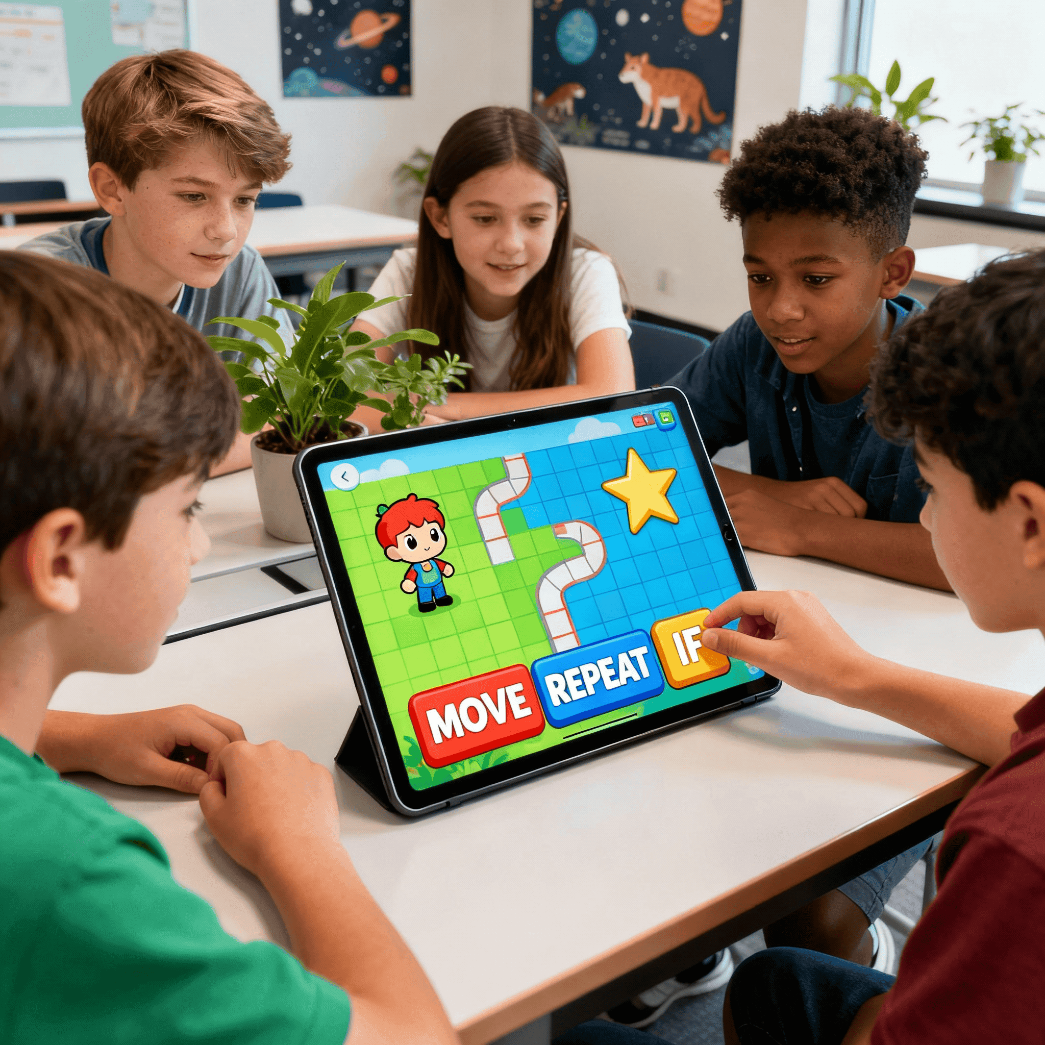 Kids learning with tablet